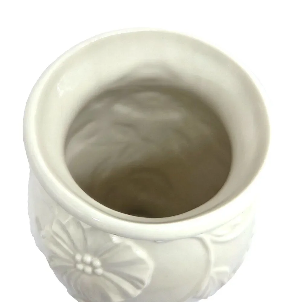 Vintage LENOX 10” Vase POPPY Pattern, creamy ivory AMERICAN BY DESIGN